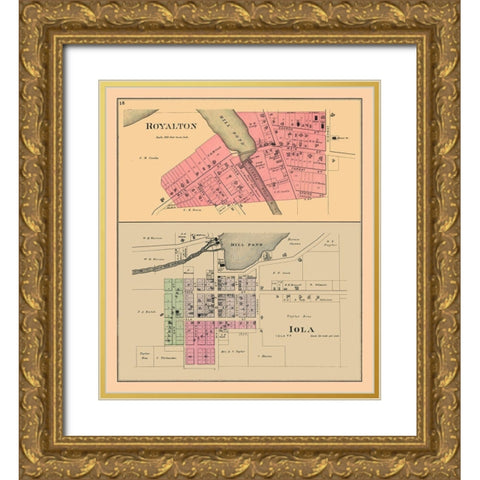 Royalton, Iola Wisconsi - Foote 1889 Gold Ornate Wood Framed Art Print with Double Matting by Foote