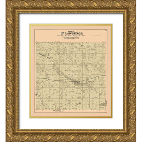 St Lawrence  Wisconsin - 1912 Gold Ornate Wood Framed Art Print with Double Matting by Waupaca Abstract & Loan Co.