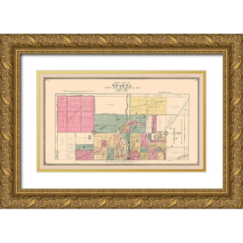 Sparta Wisconsin - Ogle 1915 Gold Ornate Wood Framed Art Print with Double Matting by Ogle