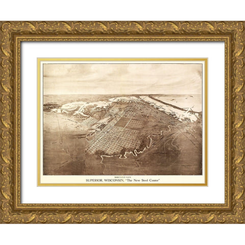 Superior Wisconsin - Bradley 1913  Gold Ornate Wood Framed Art Print with Double Matting by Bradley