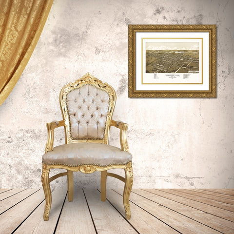 Waupun Wisconsin - Norris 1885  Gold Ornate Wood Framed Art Print with Double Matting by Norris