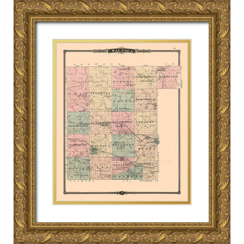 Waupaca County  Wisconsin - Snyder  1877 Gold Ornate Wood Framed Art Print with Double Matting by Snyder