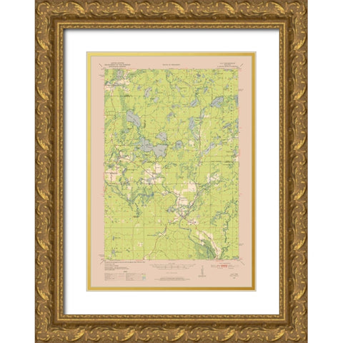 Lily Wisconsin Quad - USGS 1950 Gold Ornate Wood Framed Art Print with Double Matting by USGS