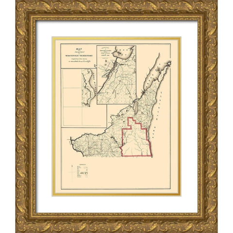 Wisconsin Territory Surveys - Surveyor General Gold Ornate Wood Framed Art Print with Double Matting by Surveyor General