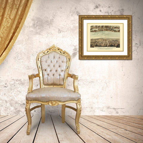 Berkeley Springs West Virginia - Hoen 1889 Gold Ornate Wood Framed Art Print with Double Matting by Hoen