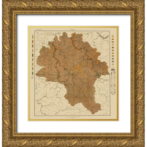 Boone West Virginia Soil 1913 - Hoen Gold Ornate Wood Framed Art Print with Double Matting by Hoen
