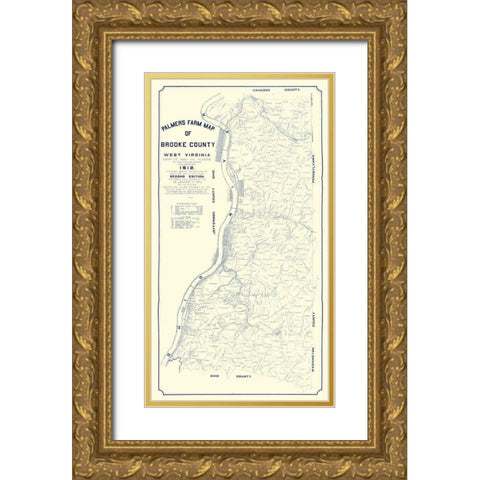 Brooke County West Virginia - Palmer 1912  Gold Ornate Wood Framed Art Print with Double Matting by Palmer