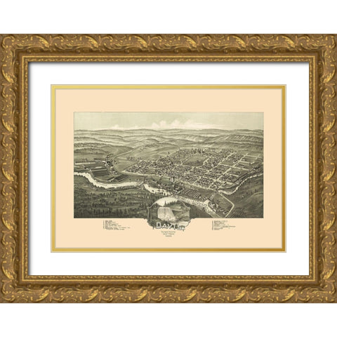 Davis West Virginia - Fowler 1898 Gold Ornate Wood Framed Art Print with Double Matting by Fowler