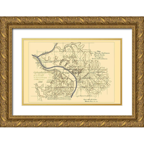 Kanawha West Virginia Kanawha City Estates Gold Ornate Wood Framed Art Print with Double Matting by Hotchkiss
