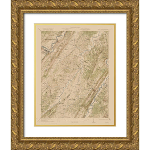 Keyser West Virginia Maryland Quad - USGS 1920 Gold Ornate Wood Framed Art Print with Double Matting by USGS