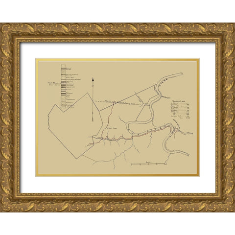 New River Coal Mine Survey West VA - Anon 1880 Gold Ornate Wood Framed Art Print with Double Matting by Anon
