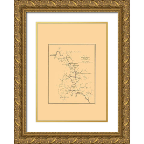 New River Coal Field West VA - Hotchkiss 1880 Gold Ornate Wood Framed Art Print with Double Matting by Hotchkiss
