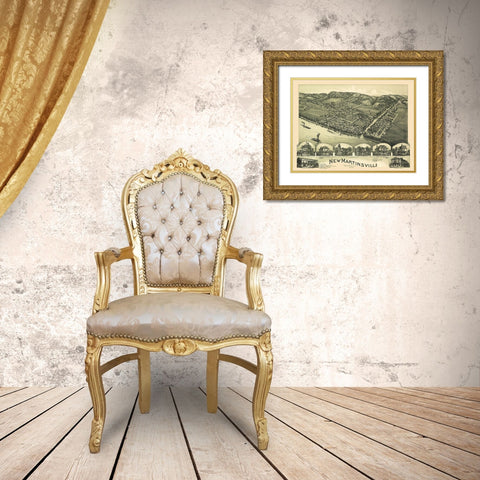 New Martinsville West Virginia - Fowler 1899 Gold Ornate Wood Framed Art Print with Double Matting by Fowler