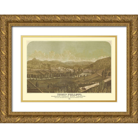 Phillippi West Virginia - Pool 1861 Gold Ornate Wood Framed Art Print with Double Matting by Pool