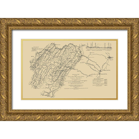 Potomac Basin West of Blue Ridge Virginia Gold Ornate Wood Framed Art Print with Double Matting by Hotchkiss