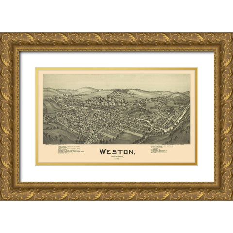 Weston West Virginia - Fowler 1900 Gold Ornate Wood Framed Art Print with Double Matting by Fowler