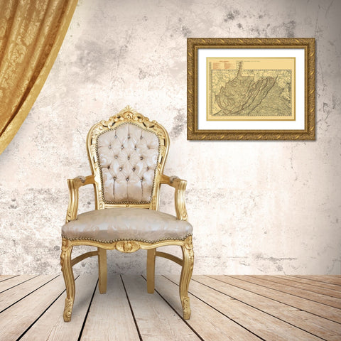 West Virginia Railroads - Rand McNally 1898 Gold Ornate Wood Framed Art Print with Double Matting by Rand McNally
