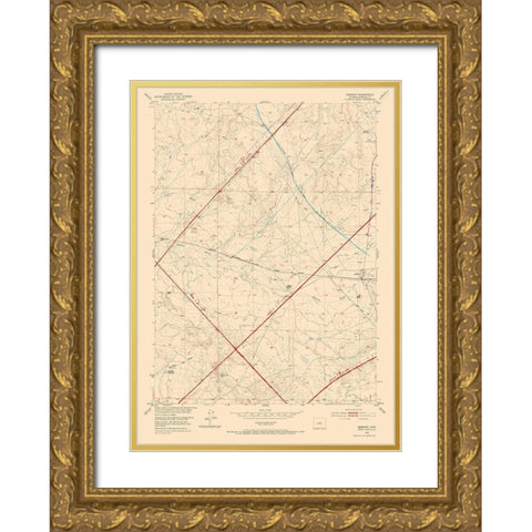 Arminto Wyoming Quad - USGS 1952 Gold Ornate Wood Framed Art Print with Double Matting by USGS