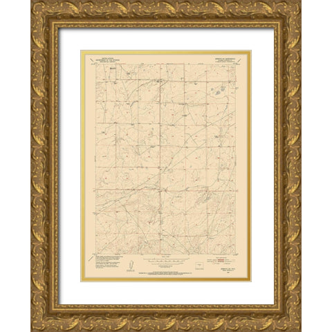 Arminto Wyoming Quad - USGS 1952 Gold Ornate Wood Framed Art Print with Double Matting by USGS