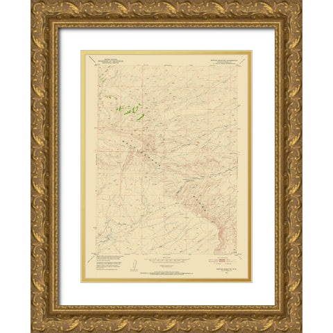 North East Benton Basin Wyoming Quad - USGS 1951 Gold Ornate Wood Framed Art Print with Double Matting by USGS