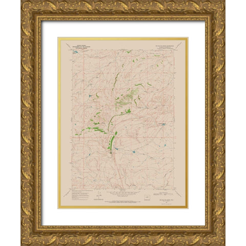 Big Sulfur Draw Wyoming Quad - USGS 1968 Gold Ornate Wood Framed Art Print with Double Matting by USGS