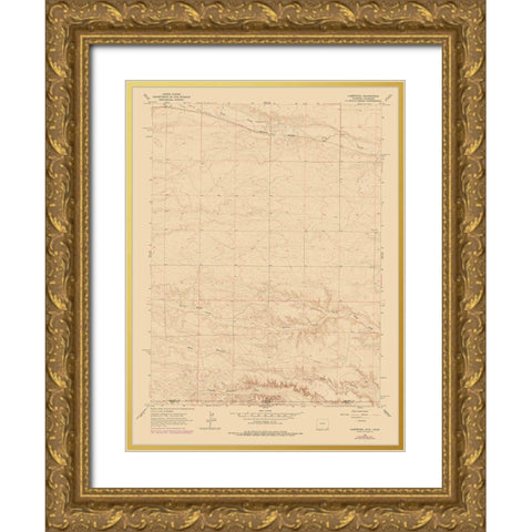 Campstool Wyoming Quad - USGS 1963 Gold Ornate Wood Framed Art Print with Double Matting by USGS