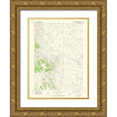 Coon Track Creek Wyoming Quad - USGS 1971 Gold Ornate Wood Framed Art Print with Double Matting by USGS