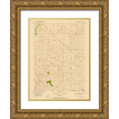 Dilts Ranch Wyoming Quad - USGS 1950 Gold Ornate Wood Framed Art Print with Double Matting by USGS