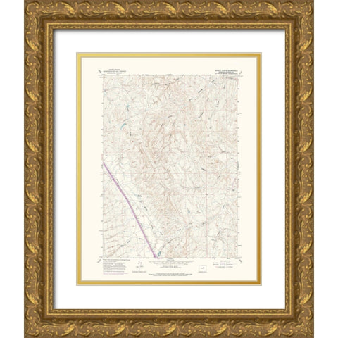 Dugout Ranch Wyoming Quad - USGS 1973 Gold Ornate Wood Framed Art Print with Double Matting by USGS