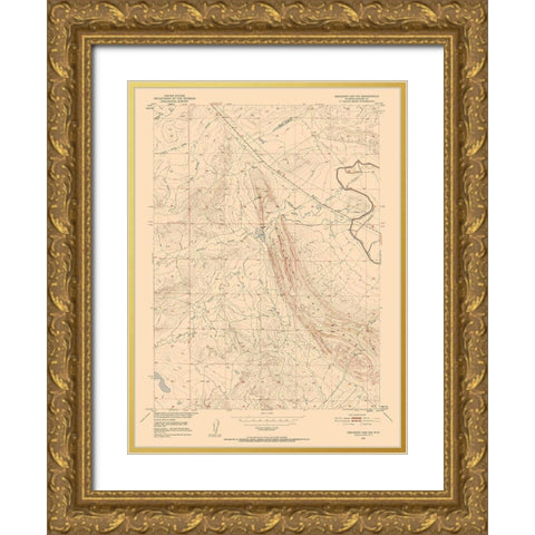 North West Emigrant Gap Wyoming Quad - USGS 1951 Gold Ornate Wood Framed Art Print with Double Matting by USGS