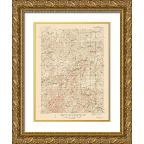 Esterbrook Wyoming Quad - USGS 1945 Gold Ornate Wood Framed Art Print with Double Matting by USGS