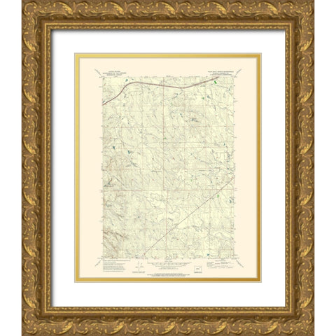 Four Bar Ranch Wyoming Quad - USGS 1971 Gold Ornate Wood Framed Art Print with Double Matting by USGS