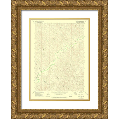 Floate Draw Wyoming Quad - USGS 1972 Gold Ornate Wood Framed Art Print with Double Matting by USGS