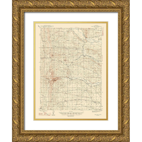 Fort Hill Wyoming Quad - USGS 1947 Gold Ornate Wood Framed Art Print with Double Matting by USGS