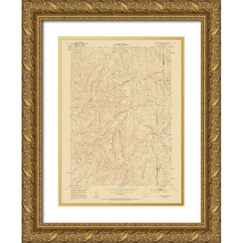 Fort Reno Wyoming Quad - USGS 1953 Gold Ornate Wood Framed Art Print with Double Matting by USGS