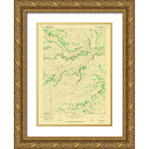 Gordon Creek Wyoming Quad - USGS 1967 Gold Ornate Wood Framed Art Print with Double Matting by USGS