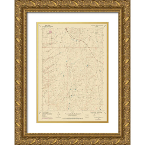 Government Creek Wyoming Quad - USGS 1968 Gold Ornate Wood Framed Art Print with Double Matting by USGS