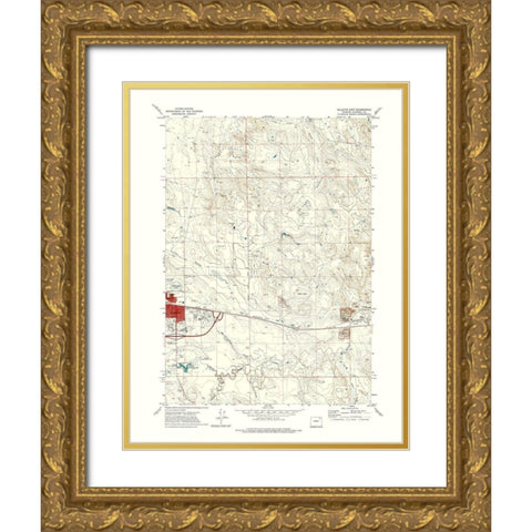 East Gillette Wyoming Quad - USGS 1971 Gold Ornate Wood Framed Art Print with Double Matting by USGS