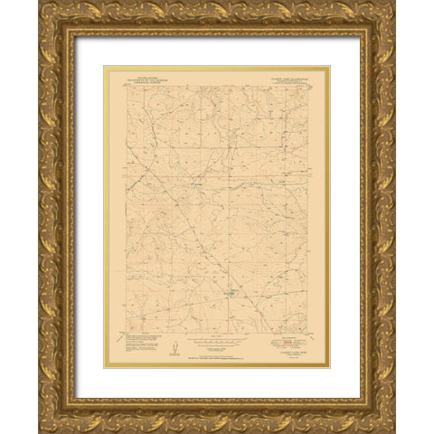 Gilbert Lake Wyoming Quad - USGS 1950 Gold Ornate Wood Framed Art Print with Double Matting by USGS