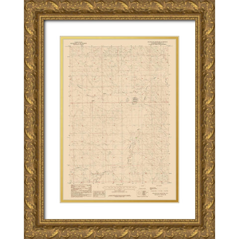 Greasewood Reservoir Wyoming Quad - USGS 1984 Gold Ornate Wood Framed Art Print with Double Matting by USGS