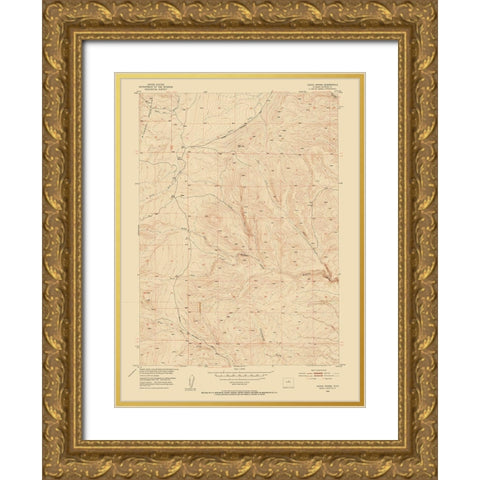 Grave Spring Wyoming Quad - USGS 1952 Gold Ornate Wood Framed Art Print with Double Matting by USGS