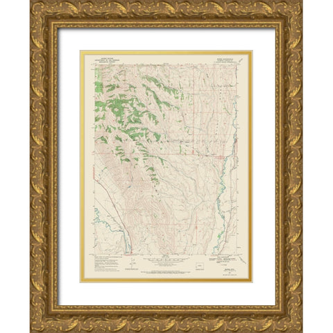 Marse Wyoming Quad - USGS 1967 Gold Ornate Wood Framed Art Print with Double Matting by USGS