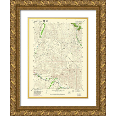 Mason Draw Wyoming Quad - USGS 1956 Gold Ornate Wood Framed Art Print with Double Matting by USGS