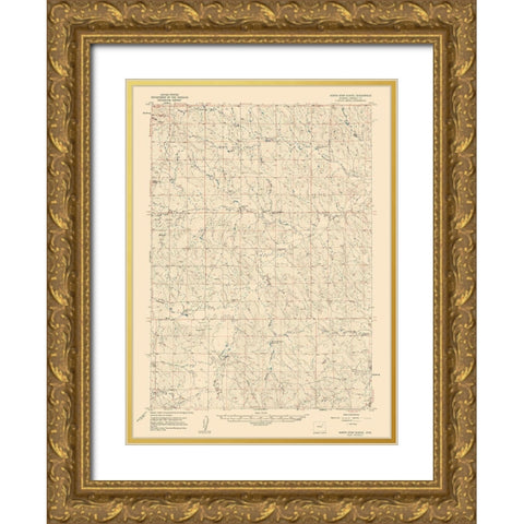 North Star School Wyoming Quad - USGS 1959 Gold Ornate Wood Framed Art Print with Double Matting by USGS