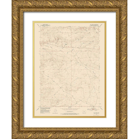 Ocla Draw Wyoming Quad - USGS 1952 Gold Ornate Wood Framed Art Print with Double Matting by USGS