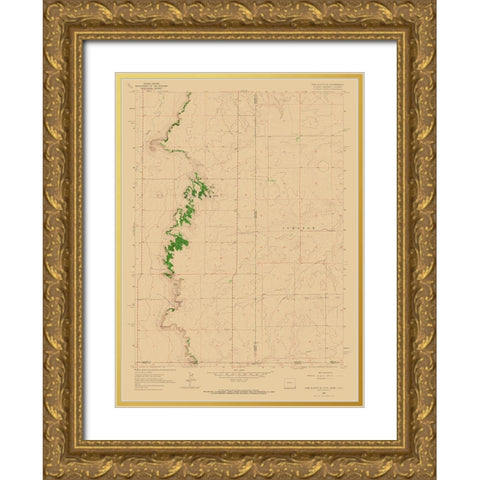 Pine Bluffs Wyoming Quad - USGS 1963 Gold Ornate Wood Framed Art Print with Double Matting by USGS
