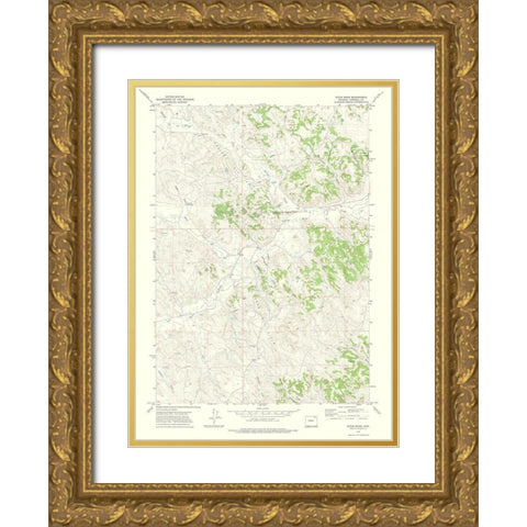 Pitch Draw Wyoming Quad - USGS 1971 Gold Ornate Wood Framed Art Print with Double Matting by USGS