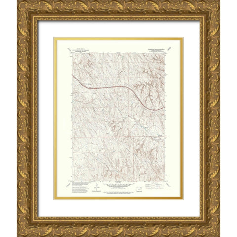 Ploessers Draw Wyoming Quad - USGS 1972 Gold Ornate Wood Framed Art Print with Double Matting by USGS
