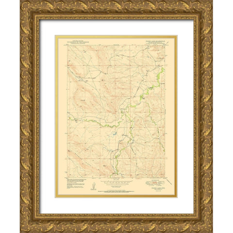 Poison Lake Wyoming Quad - USGS 1950 Gold Ornate Wood Framed Art Print with Double Matting by USGS