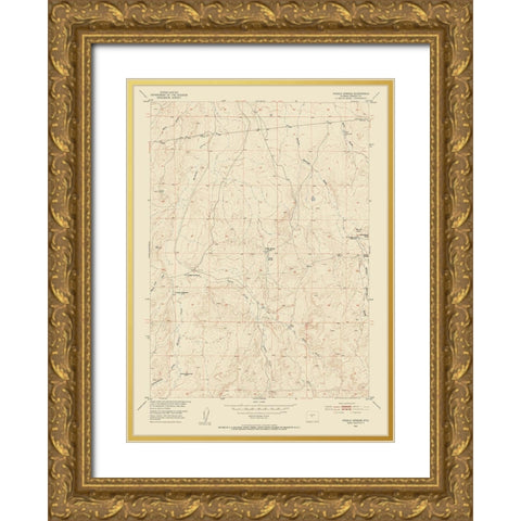 Puddle Springs Wyoming Quad - USGS 1952 Gold Ornate Wood Framed Art Print with Double Matting by USGS